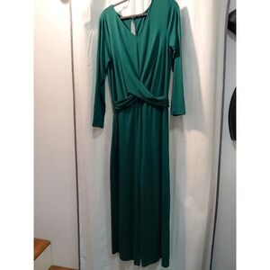 Old Navy Jumpsuit Womens Large Emerald Green‎ Long Sleeve  Wide Leg Cropped